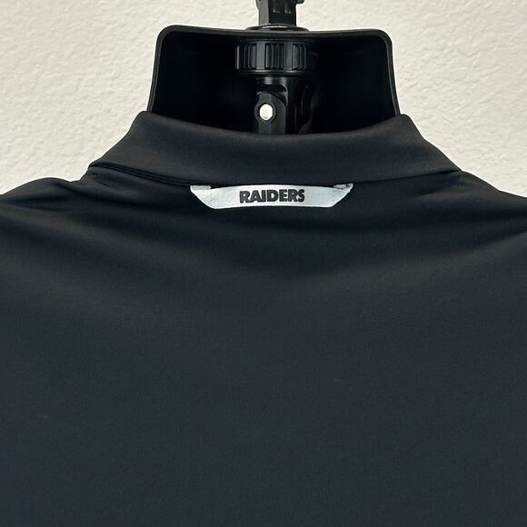 Las Vegas Raiders Polo Shirt Black Striped NFL On Field SS Nike Dri Fit L Large - Picture 4 of 10
